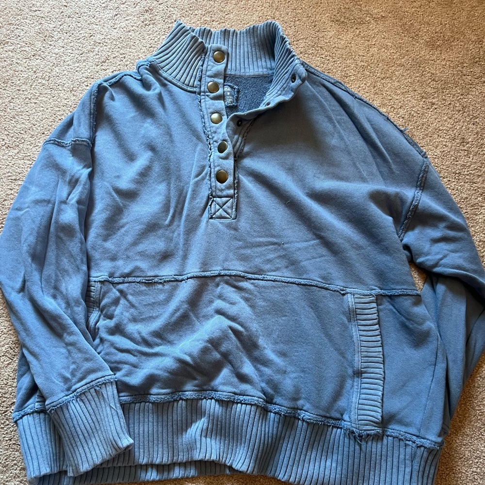 Aerie Oh Snap mock sweater, blue, size M, gently worn